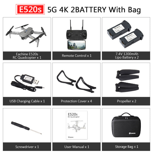 Eachine E520S E520 GPS FOLLOW ME WIFI FPV Quadcopter With 4K/1080P HD Wide Angle Camera Foldable Altitude Hold Durable RC Drone - Tophatter Daily Deals