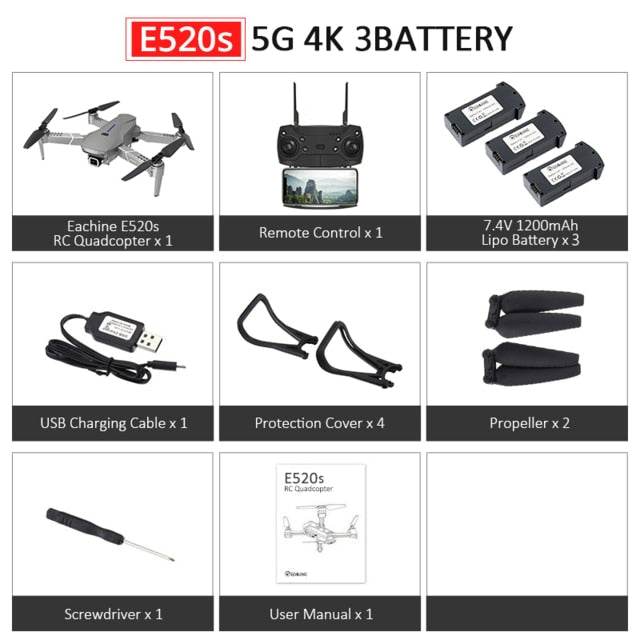 Eachine E520S E520 GPS FOLLOW ME WIFI FPV Quadcopter With 4K/1080P HD Wide Angle Camera Foldable Altitude Hold Durable RC Drone - Tophatter Daily Deals