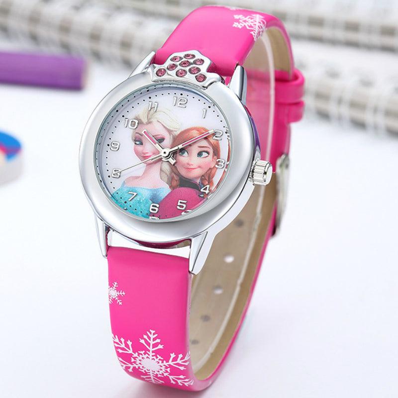 Elsa Watch Girls Elsa Princess Kids Watches Leather Strap Cute Children's Cartoon Wristwatches Gifts for Kids Girl - Tophatter Daily Deals