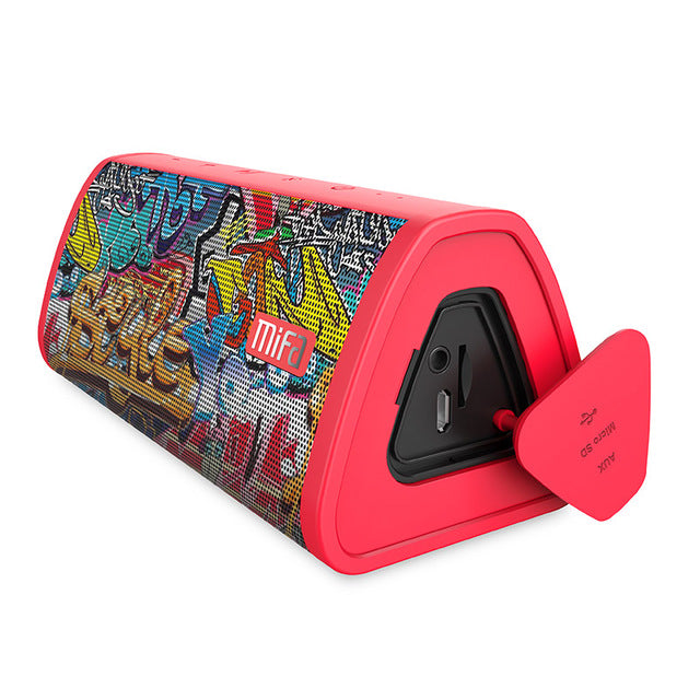 Mifa Bluetooth speaker Portable Wireless Loudspeaker Sound System 10W stereo Music surround Waterproof Outdoor Speaker Red-Graffiti - Tophatter Daily Deals