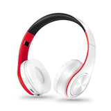 headphones Bluetooth Headset earphone Wireless Headphones Stereo Foldable Sport Earphone Microphone headset Handfree MP3 player White Red - Tophatter Daily Deals