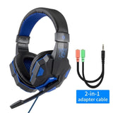 Professional Led Light Gaming Headphones for Computer PS4 Adjustable Bass Stereo PC Gamer Over Ear Wired Headset With Mic Gifts Black Blue No Light - Tophatter Daily Deals