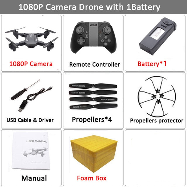 Visuo XS816 RC Drone with 50 Times Zoom WiFi FPV 4K Dual Camera Optical Flow Quadcopter Foldable Selfie Dron VS SG106 M70 Set1 1080P 1BAT FB - Tophatter Daily Deals