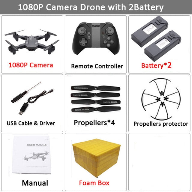 Visuo XS816 RC Drone with 50 Times Zoom WiFi FPV 4K Dual Camera Optical Flow Quadcopter Foldable Selfie Dron VS SG106 M70 Set2 1080P 2BAT FB - Tophatter Daily Deals