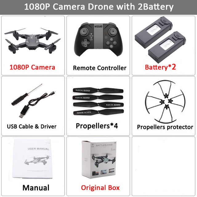 Visuo XS816 RC Drone with 50 Times Zoom WiFi FPV 4K Dual Camera Optical Flow Quadcopter Foldable Selfie Dron VS SG106 M70 Set5 1080P 2BAT BX - Tophatter Daily Deals