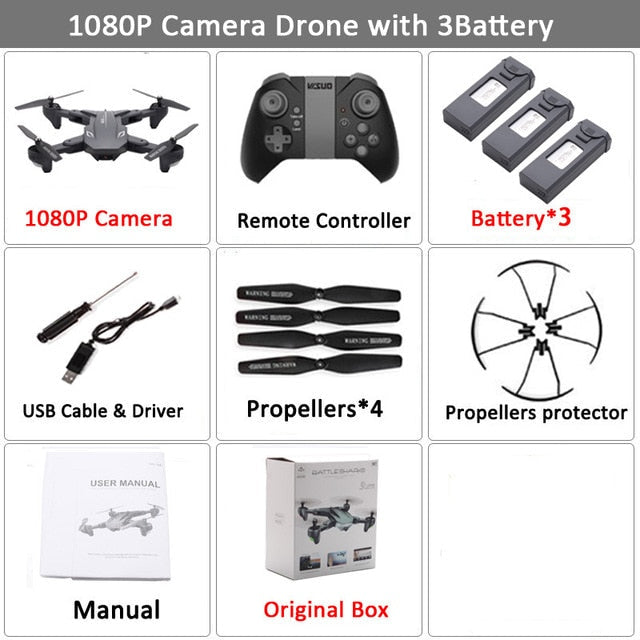 Visuo XS816 RC Drone with 50 Times Zoom WiFi FPV 4K Dual Camera Optical Flow Quadcopter Foldable Selfie Dron VS SG106 M70 Set6 1080P 3BAT BX - Tophatter Daily Deals