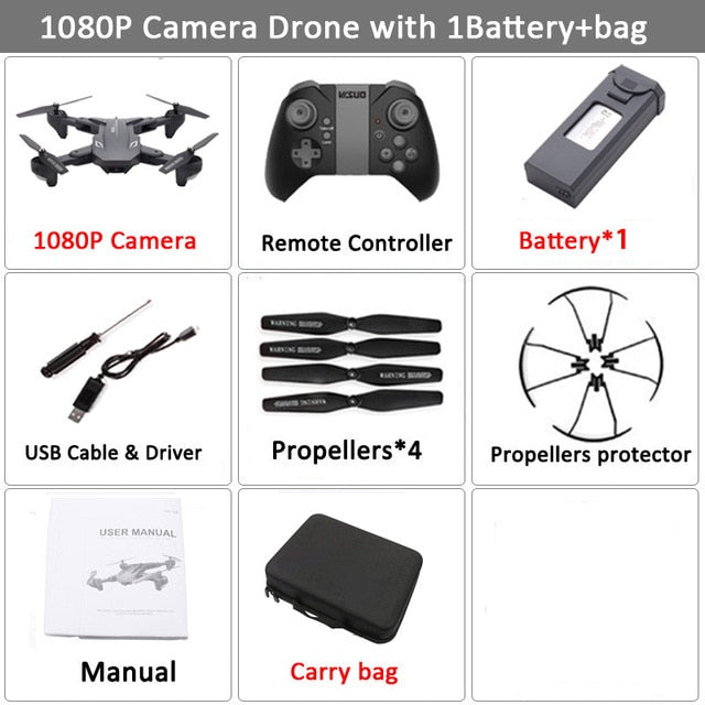 Visuo XS816 RC Drone with 50 Times Zoom WiFi FPV 4K Dual Camera Optical Flow Quadcopter Foldable Selfie Dron VS SG106 M70 Set7 1080P 1BAT CB - Tophatter Daily Deals