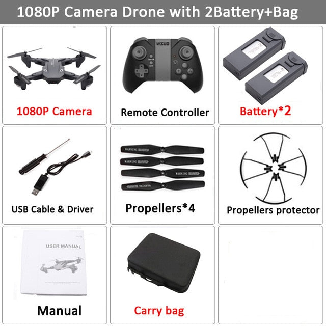 Visuo XS816 RC Drone with 50 Times Zoom WiFi FPV 4K Dual Camera Optical Flow Quadcopter Foldable Selfie Dron VS SG106 M70 Set8 1080P 2BAT CB - Tophatter Daily Deals