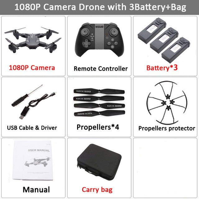 Visuo XS816 RC Drone with 50 Times Zoom WiFi FPV 4K Dual Camera Optical Flow Quadcopter Foldable Selfie Dron VS SG106 M70 Set9 1080P 3BAT CB Belgium - Tophatter Daily Deals