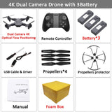 Visuo XS816 RC Drone with 50 Times Zoom WiFi FPV 4K Dual Camera Optical Flow Quadcopter Foldable Selfie Dron VS SG106 M70 Set12 4K 3BAT FB - Tophatter Daily Deals