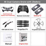 Visuo XS816 RC Drone with 50 Times Zoom WiFi FPV 4K Dual Camera Optical Flow Quadcopter Foldable Selfie Dron VS SG106 M70 Set14 4K 2BAT BX - Tophatter Daily Deals