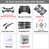 Visuo XS816 RC Drone with 50 Times Zoom WiFi FPV 4K Dual Camera Optical Flow Quadcopter Foldable Selfie Dron VS SG106 M70 Set15 4K 3BAT BX - Tophatter Daily Deals