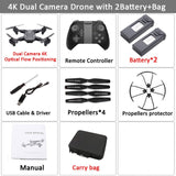 Visuo XS816 RC Drone with 50 Times Zoom WiFi FPV 4K Dual Camera Optical Flow Quadcopter Foldable Selfie Dron VS SG106 M70 Set17 4K 2BAT CB - Tophatter Daily Deals