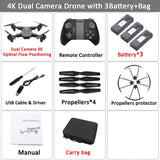 Visuo XS816 RC Drone with 50 Times Zoom WiFi FPV 4K Dual Camera Optical Flow Quadcopter Foldable Selfie Dron VS SG106 M70 Set18 4K 3BAT CB - Tophatter Daily Deals