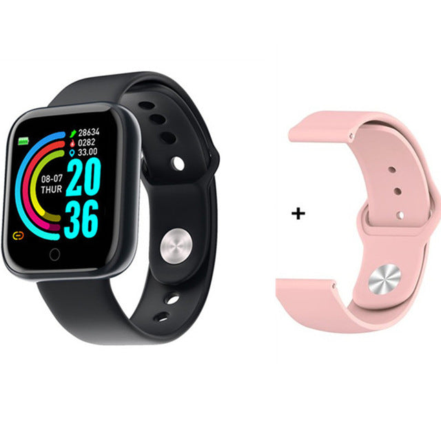 2020 Steel Smart Watch men Heart Rate Blood Pressure Waterproof Sports Women Smartwatch Fitness Tracker For IOS Android iPhone add pink strap - Tophatter Daily Deals