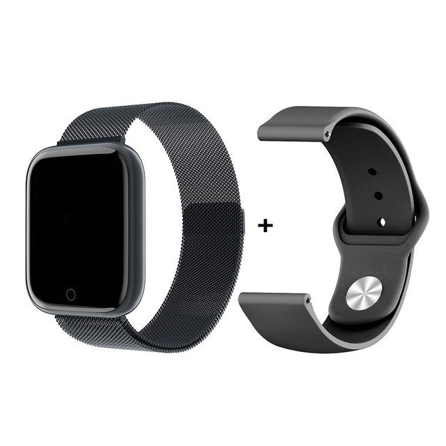 2020 Steel Smart Watch men Heart Rate Blood Pressure Waterproof Sports Women Smartwatch Fitness Tracker For IOS Android iPhone Black metal strap - Tophatter Daily Deals