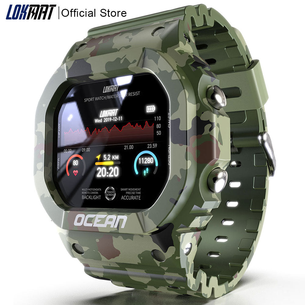 LOKMAT Ocean Smart Watch Men Fitness Tracker Blood Pressure Message Push Heart Rate Monitor Clock Smartwatch Women For Android - Tophatter Daily Deals