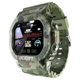 LOKMAT Ocean Smart Watch Men Fitness Tracker Blood Pressure Message Push Heart Rate Monitor Clock Smartwatch Women For Android Olive Green - Tophatter Daily Deals