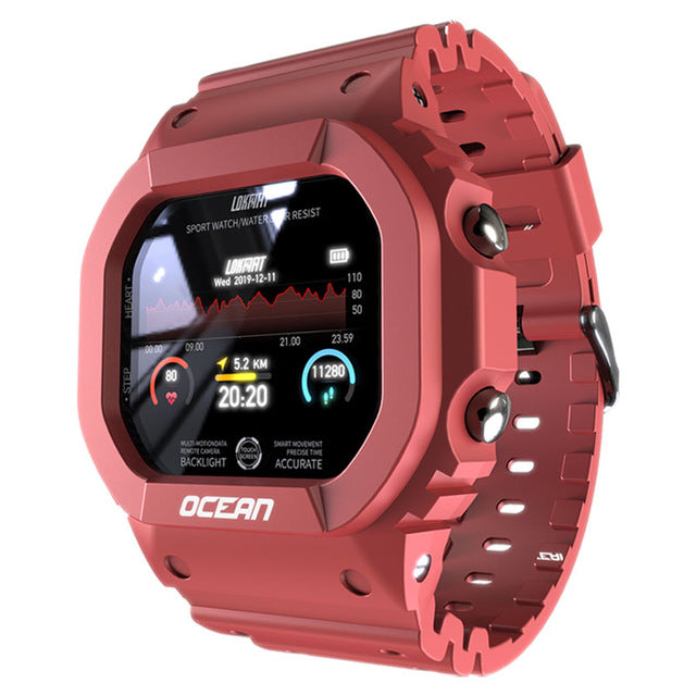 LOKMAT Ocean Smart Watch Men Fitness Tracker Blood Pressure Message Push Heart Rate Monitor Clock Smartwatch Women For Android Wine Red - Tophatter Daily Deals