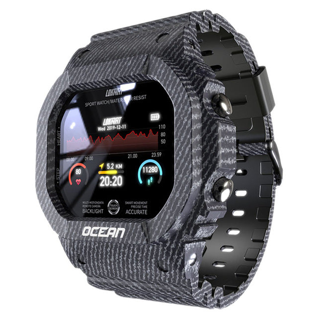 LOKMAT Ocean Smart Watch Men Fitness Tracker Blood Pressure Message Push Heart Rate Monitor Clock Smartwatch Women For Android Denim Blue - Tophatter Daily Deals