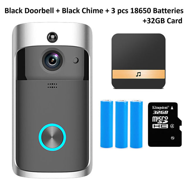 Wsdcam Smart Doorbell Camera Wifi Wireless Call Intercom Video-Eye for Apartments Door Bell Ring for Phone Home Security Cameras Add 32GB TF Card - Tophatter Daily Deals