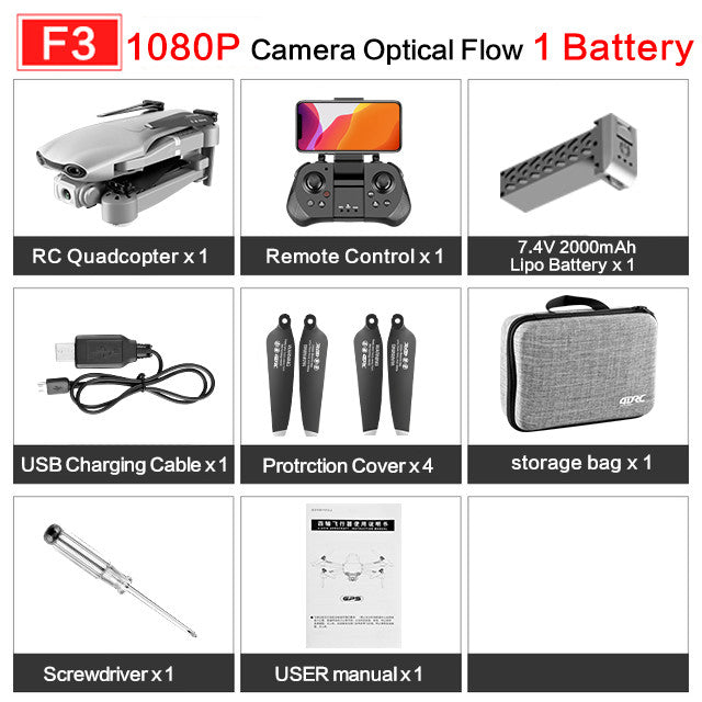 drone GPS 4K 5G WiFi live video FPV 4K/1080P HD Wide Angle Camera Foldable Altitude Hold Durable RC Drone 1080P 1 battery - Tophatter Daily Deals