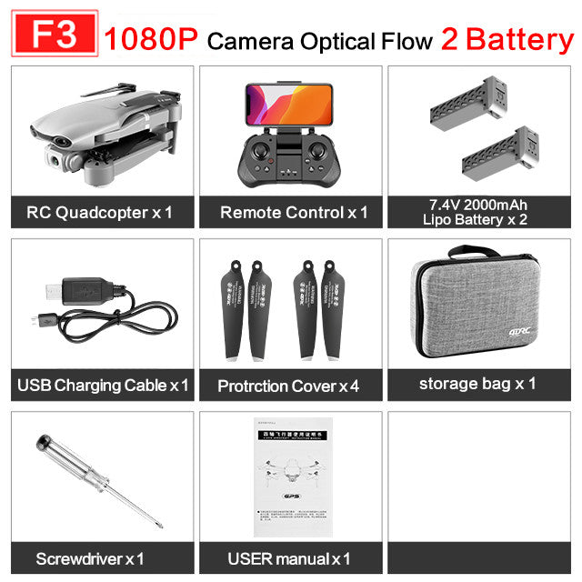 drone GPS 4K 5G WiFi live video FPV 4K/1080P HD Wide Angle Camera Foldable Altitude Hold Durable RC Drone 1080P 2 battery - Tophatter Daily Deals
