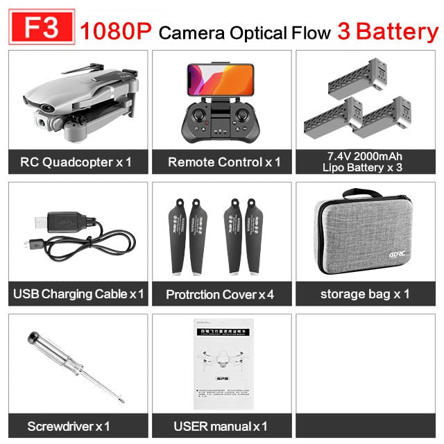 drone GPS 4K 5G WiFi live video FPV 4K/1080P HD Wide Angle Camera Foldable Altitude Hold Durable RC Drone 1080P 3 battery - Tophatter Daily Deals