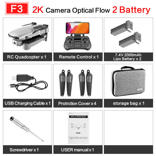 drone GPS 4K 5G WiFi live video FPV 4K/1080P HD Wide Angle Camera Foldable Altitude Hold Durable RC Drone 2K 2 battery - Tophatter Daily Deals