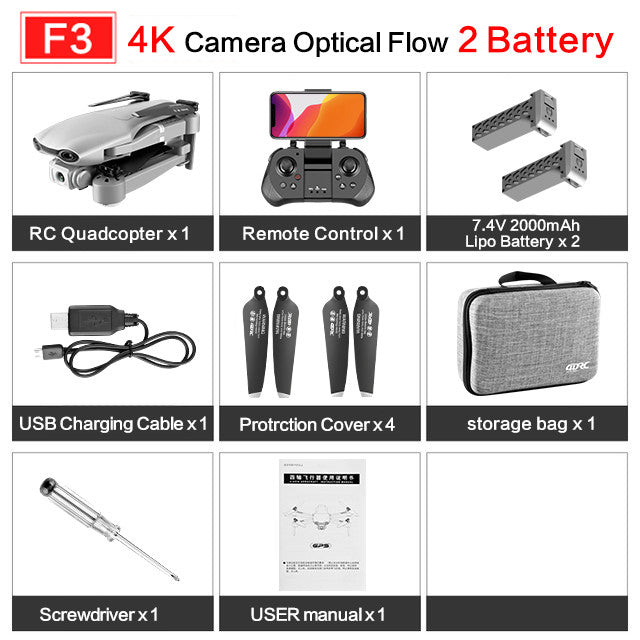 drone GPS 4K 5G WiFi live video FPV 4K/1080P HD Wide Angle Camera Foldable Altitude Hold Durable RC Drone 4K 2 battery - Tophatter Daily Deals