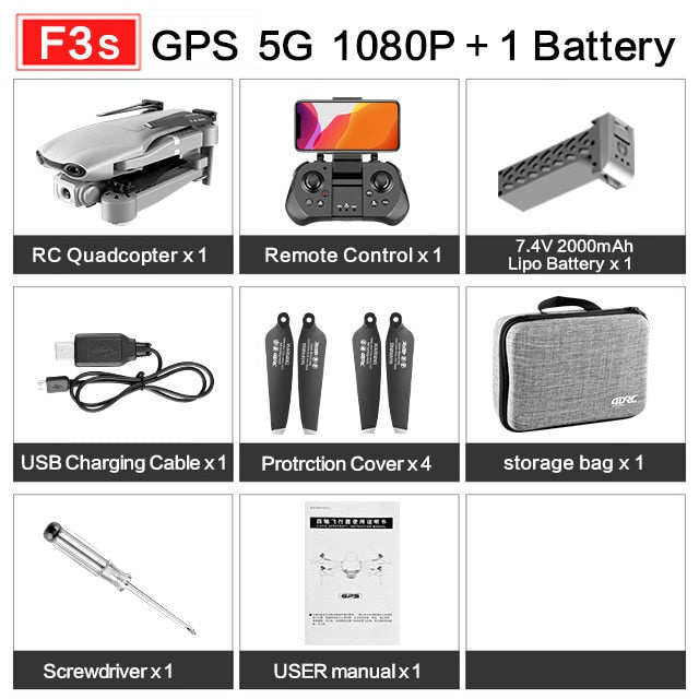 drone GPS 4K 5G WiFi live video FPV 4K/1080P HD Wide Angle Camera Foldable Altitude Hold Durable RC Drone GPS-5G-1080P 1B - Tophatter Daily Deals