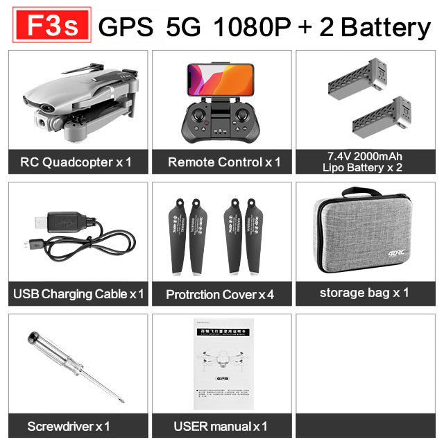 drone GPS 4K 5G WiFi live video FPV 4K/1080P HD Wide Angle Camera Foldable Altitude Hold Durable RC Drone GPS-5G-1080P 2B - Tophatter Daily Deals