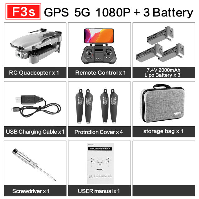 drone GPS 4K 5G WiFi live video FPV 4K/1080P HD Wide Angle Camera Foldable Altitude Hold Durable RC Drone GPS-5G-1080P 3B - Tophatter Daily Deals