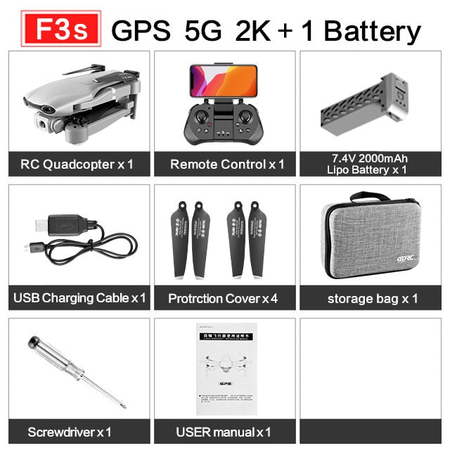 drone GPS 4K 5G WiFi live video FPV 4K/1080P HD Wide Angle Camera Foldable Altitude Hold Durable RC Drone GPS-5G-2K 1B - Tophatter Daily Deals