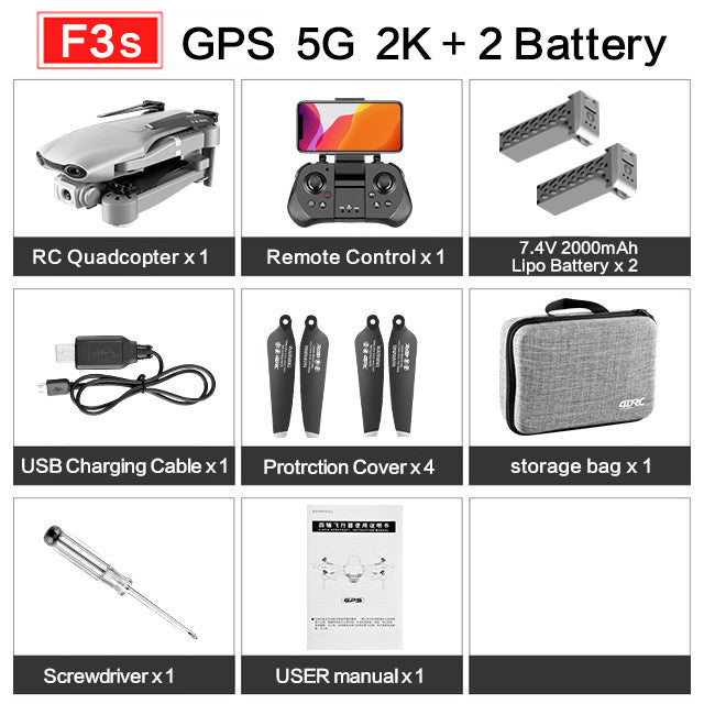 drone GPS 4K 5G WiFi live video FPV 4K/1080P HD Wide Angle Camera Foldable Altitude Hold Durable RC Drone GPS-5G-2K 2B - Tophatter Daily Deals