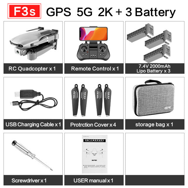drone GPS 4K 5G WiFi live video FPV 4K/1080P HD Wide Angle Camera Foldable Altitude Hold Durable RC Drone GPS-5G-2K 3B - Tophatter Daily Deals