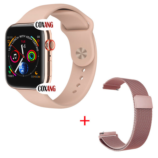 COXANG iwo 12 Lite Smart Watch Series 5 Heart Rate Message Reminder W35 Smartwatch IWO 12 Lite Smart Watches For Android IOS Pink Steel Strap - Tophatter Daily Deals