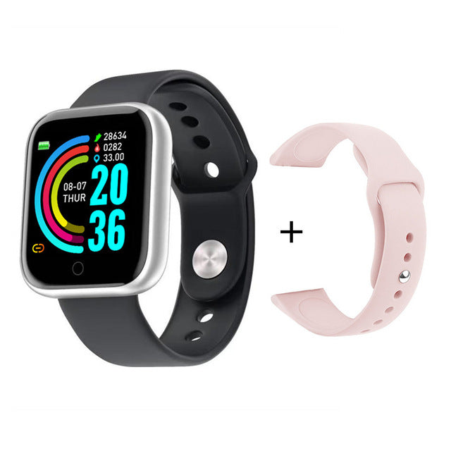Y68 Sports Smart Watch Life Waterproof Watch Blood Pressure Heart Rate Monitor Soft Silicone 1.3 Inch Smart Bracelet Smartwatch Photo Color 1 With packing box - Tophatter Daily Deals