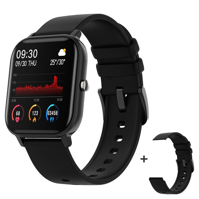 COLMI P8 1.4 inch Smart Watch Men Full Touch Fitness Tracker Blood Pressure Smart Clock Women GTS Smartwatch for Xiaomi Black with a strap 2 - Tophatter Daily Deals