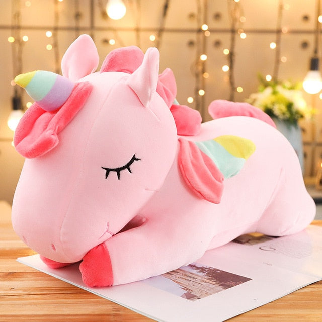 Giant Unicorn Plush Multicoloured, Pink, White, Yellow, Blue (up to 80cm) Pink Mythical - Tophatter Daily Deals