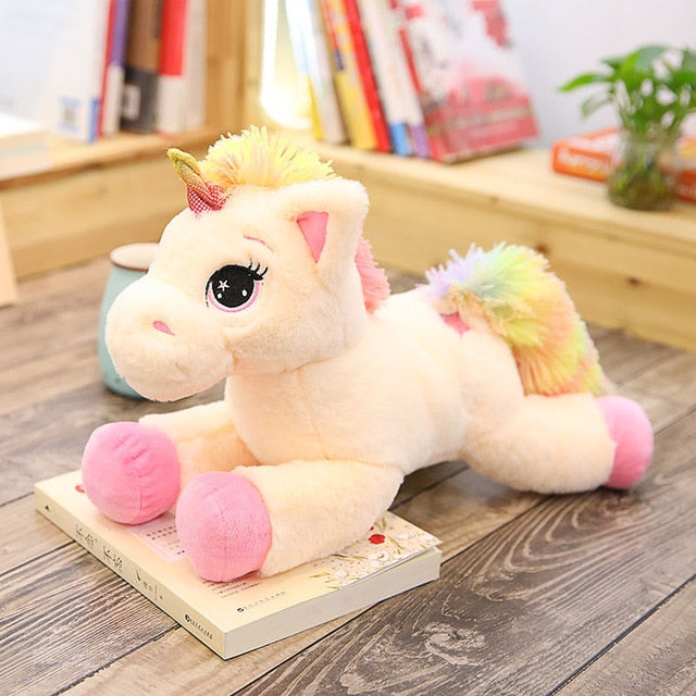 Giant Unicorn Plush Multicoloured, Pink, White, Yellow, Blue (up to 80cm) Mythical - Tophatter Daily Deals