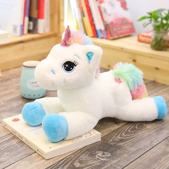 Giant Unicorn Plush Multicoloured, Pink, White, Yellow, Blue (up to 80cm) Blue Mythical - Tophatter Daily Deals
