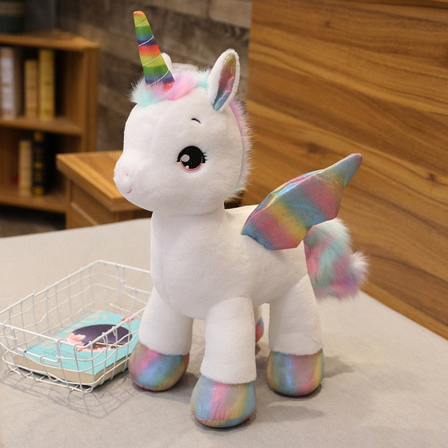 Giant Unicorn Plush Multicoloured, Pink, White, Yellow, Blue (up to 80cm) White Standing Mythical - Tophatter Daily Deals