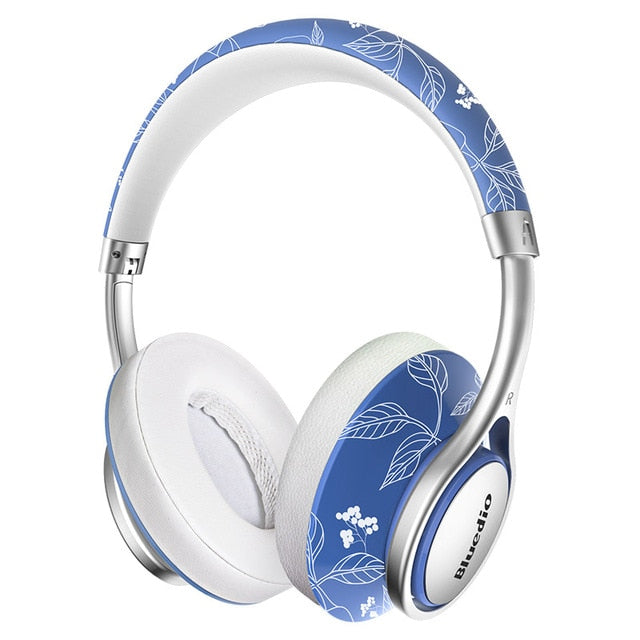 Bluedio A(Air) Bluetooth Headphones/Wireless Headset Fashionable Printed Wireless Headphone For Phone Blue and white china - Tophatter Daily Deals