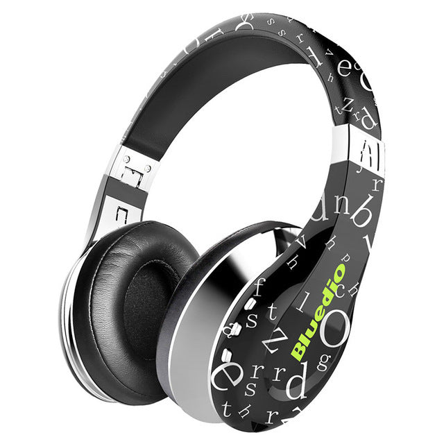Bluedio A(Air) Bluetooth Headphones/Wireless Headset Fashionable Printed Wireless Headphone For Phone Black - Tophatter Daily Deals