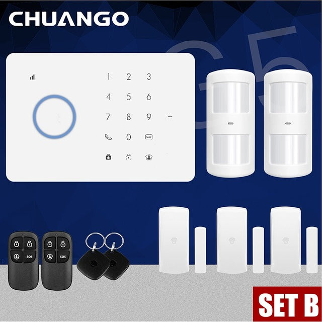 Home GSM Security Alarm System Kit APP Control With Smart Motion Detector Sensor Set B - Tophatter Daily Deals