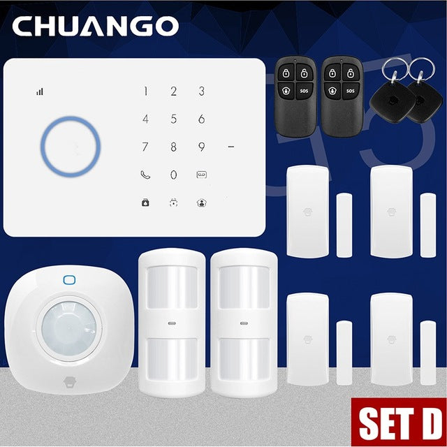 Home GSM Security Alarm System Kit APP Control With Smart Motion Detector Sensor Set D - Tophatter Daily Deals