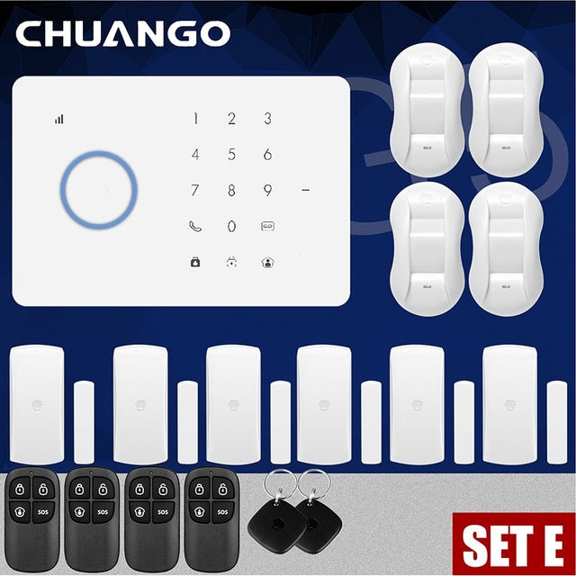 Home GSM Security Alarm System Kit APP Control With Smart Motion Detector Sensor Set E - Tophatter Daily Deals