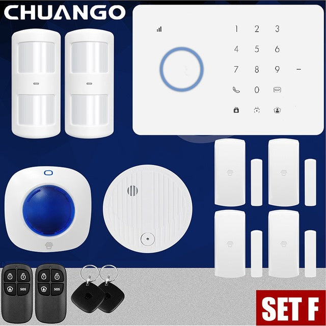 Home GSM Security Alarm System Kit APP Control With Smart Motion Detector Sensor Set F - Tophatter Daily Deals