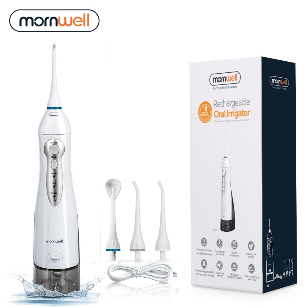 Oral Irrigator USB Rechargeable Water Flosser Portable Dental Water Jet 300ML Water Tank Waterproof Teeth Cleaner - Tophatter Daily Deals